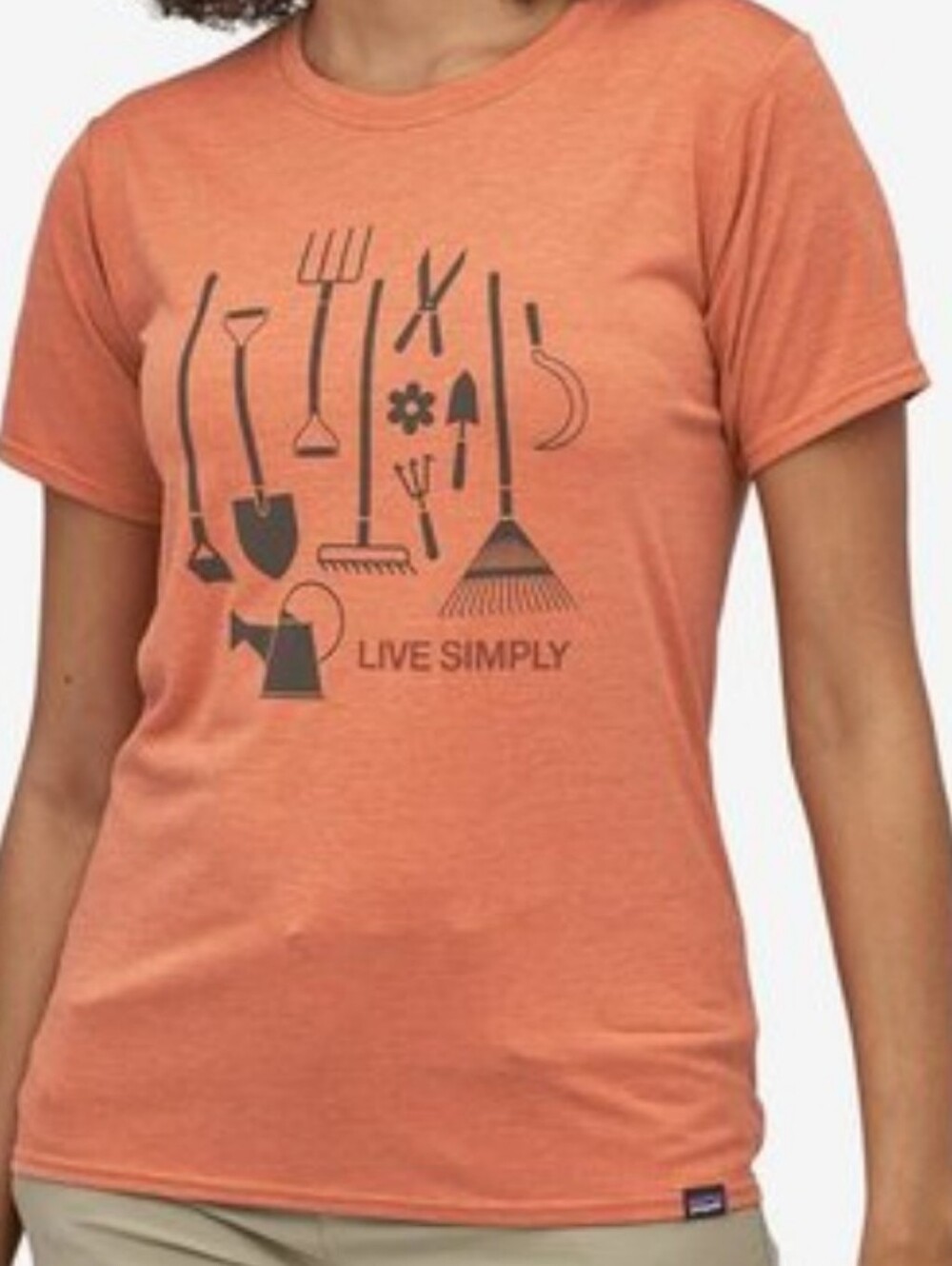 Patagonia Capilene Cool Daily Wms Live Simply Graphic Tee - Orange Sz Med